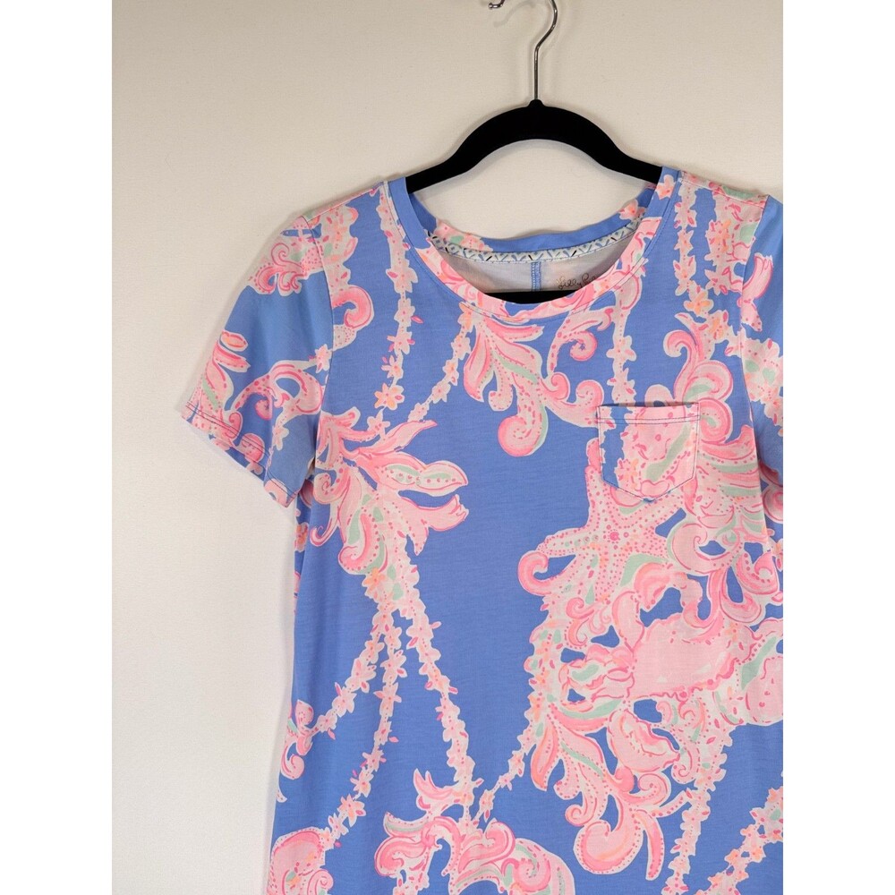 Lilly Pulitzer Womens Dress Blue Declan Floral Shift Short Sleeve A Line Small - Picture 6 of 10